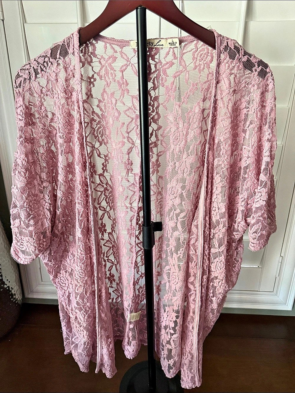 Liberty Love Pink Lace Kimono Cardigan Size Large